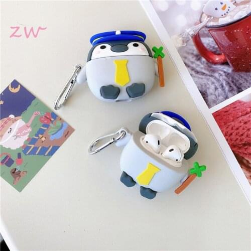 For airpods 1 2 case cute cartoon navy penguins earphone case for apple airpods pro 3 soft silicone protective cover funda
