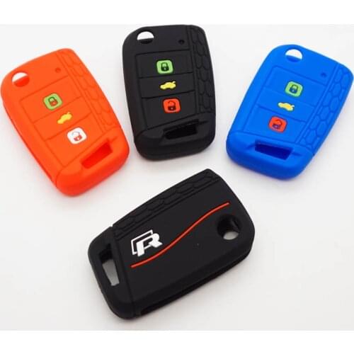 Cocolockey Silicone Car Key Remote Cover Case for Vw Polo Gol 2016 Golf 7 MK7 Bora Passat Touran Tiguan 3 Buttons Key Protector