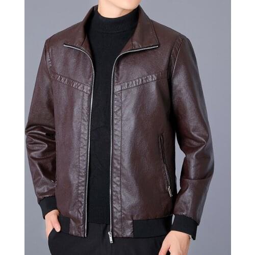 Spring Autumn Men Jacket Black Leather Coat Concise Young Man Bomber Jackets Zipper Leather Jacket for Men Plus Size M-5XL MY266