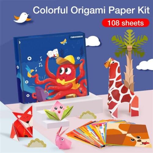 Kids Origami Kit 108 Double Sided Vivid Origami Papers 54 Pairs Origami Projects Instructional Origami Book Origami for Kids