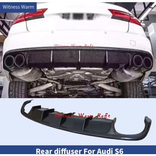 For A6 S6 Carbon Fiber Rear Bumper Lip Diffuser for Audi A6 S6 S-line 2012-2016 Car body kit (Not fit standard A6 C7)