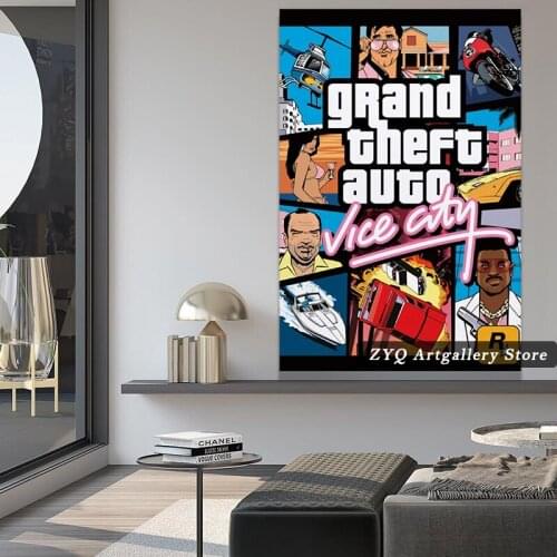 GTA Vice City Canvas Art Poster And Wall Art Picture Print Modern Family Bedroom Decor Posters Game Modular Canvas Pictures