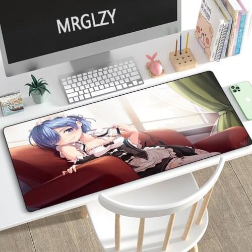 MRGLZY Drop Shipping Mouse Pad Gamer Anime Sexy Girl Rem Large DeskMat Placemat Computer Gaming Peripheral Accessories MousePad