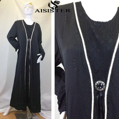 Muslim Turkey Dubai Abaya Kaftan Black Dresses Arab Robe Long Femme Prayer Islam Clothing Slip Coth Loose Djellaba For Women