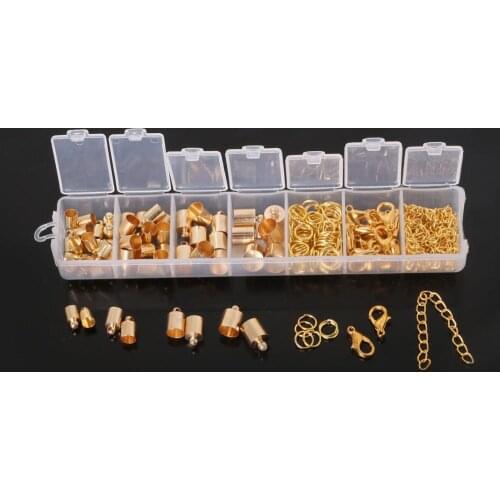 Jewelry Making Set Bead Cap Open Jump Rings Earring Hook Crimp End Cap Lobster Clasp Extension Chain Connectors For DIY Findings