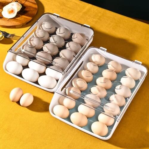 2021 New Automatic Rolling Egg Box Kitchen Items Refrigerator Storage Organizer Household Transparent Drawer Tray Space Saver