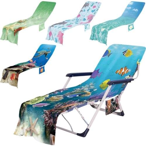 New Storage Beach Towel Recliner Set Lounge Chair Beach Towel Cover Microfiber Quick Drying Pool Towel Bath Towels