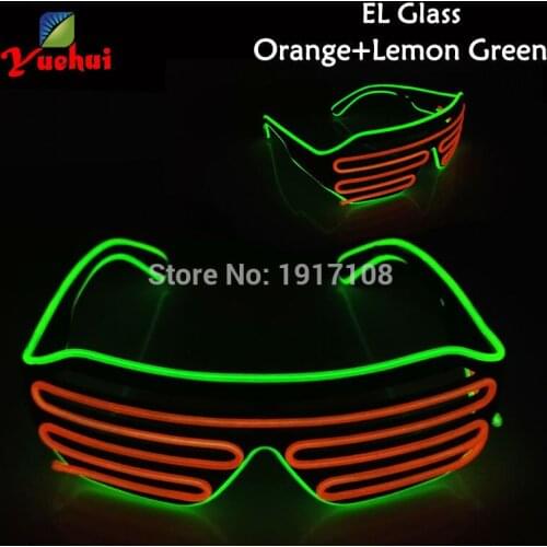 New arrival 17 Style Select Twin Color LED Shutter glasses Light up Wedding decor EL wire Glasses Dance show Evening Party Gift