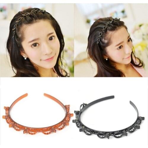 New Women Multi-layer Plastic Braided Headband Hair Hoop Clip Hairpin Holder Ornament Hairdressing Tools Styling Tools