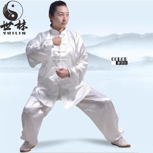Wholesale Tai Chi Clothing Middle-aged And Elderly Men And Women Childrens Silk Chinese Stand Collar Martial Arts Suits