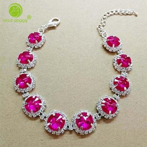 6 Colors Jewelry Rhinestone Cat Dog Pet Collar Necklace Solid Fashion Charming Pet Dog Collars for Small Dogs 910E