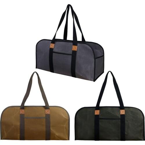 Portable Firewood Wood Log Carrier Bag Outdoor Camping Firewood Holder Carry Storage Bag Handbag Wood Handling Canvas Bag Candid