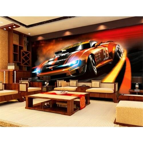 Custom 3D Photo Wallpaper Red Car Picture Wall Mural Kids Bedroom Sofa Wall Decoration 3D Silk Wall Paper Wallcoverings
