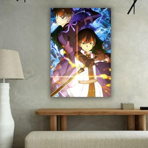 Anime SAO Kirito Poster Canvas Wall Art Decoration prints for living Kid Children room Home bedroom decor painting