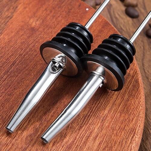Wine Bottle Pourer Stainless Steel Bar Pour Tapered Stopper Spout with Sealed Rubber Rings