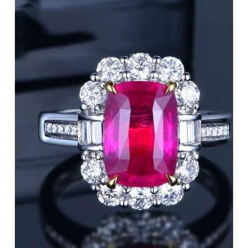 Luxury Pink Zircon Crystal Wedding Rings For Women Fashion Copper Jewelry Geometric Rose Red CZ Finger Rings Gift Z5D427