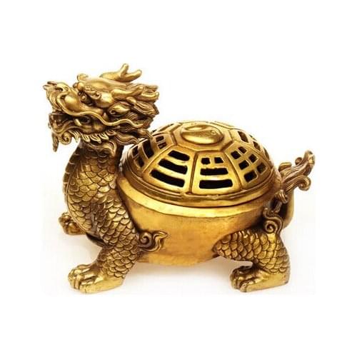 SCY 326+++ Pure brass dragon turtle incense burner sandalwood supplies turtle gossip stove