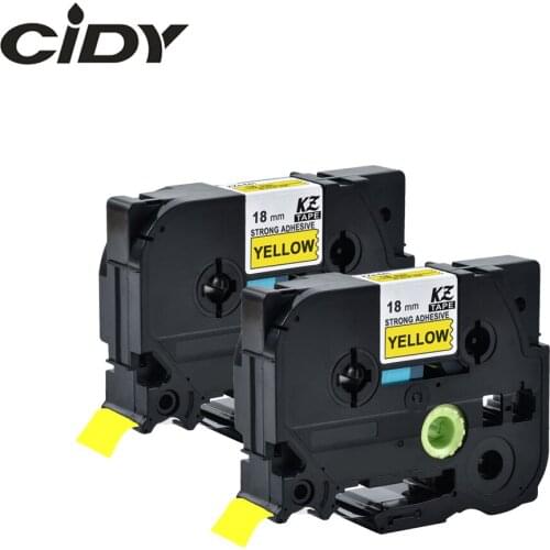 CIDY 2pcs Compatible Strong Adhesive TZ-S641 Tze-S641 Black on Yellow for Brother P-touch Label Printer TZ S641 TZE S641