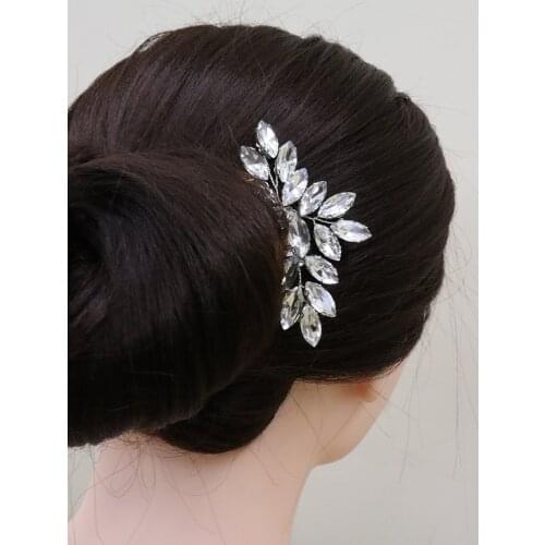 Rhinestone Silver Hair Comb For Women Party Hair Jewelry Bohe Green Hair Clip Wedding Hair Accessories Bridal Headwear Prom