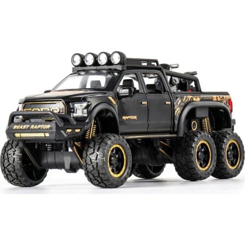 1/28 Scale Ford Raptor F-150-2019 New Alloy Die-casting Model Sound And Light Pull Back Toy Car Childrens Toys Birthday Gift