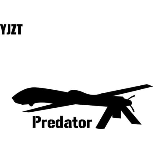 YJZT 13CM*4.2CM Vinyl Decal General Atomics Predator Drone UAV Car Sticker Black/Silver C3-0151