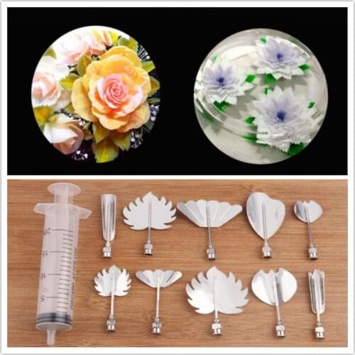 11pcs 3D Gelatin Jelly Flower Art needles Tools Jelly Cake Gelatin Pudding Nozzle Syringe Russia Nozzle Cake Decorating Tools