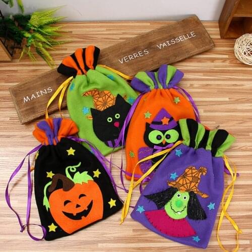 1Pc Witch/Pumpkin/Owl/ Cat Non-woven Fabric Bag Candy Bags Halloween Party Supplies Party Decoration for Children DIY Gifts