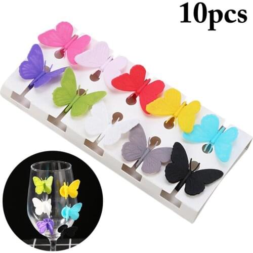 10pcs/Set Creative Cute Wine Glass Charm Suction Butterfly Decorative Wine Glass Marker Wine Glass Tag Bar Accessories