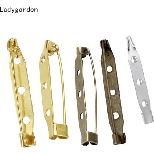 100PCS 35/40mm Brass/Silver/Gold Jewelry Findings Brooch Clip Base Pins Accessories DIY Pin Brooches for Jewelry Making Supplies