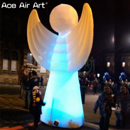 2020 Popular Christmas ground illuminating inflatable angel balloon,angel model with blower for event or festival