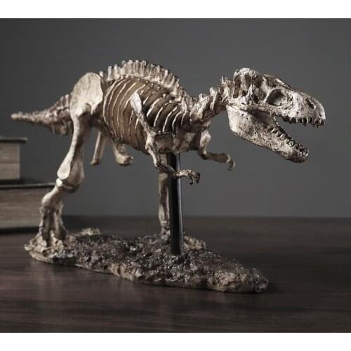 46CM AMERICAN CREATIVE DINOSAUR ART SCULPTURE DINOSAUR SKELETON MODEL STATUE ANIMAL ORNAMENTS RESIN CRAFT HOME DECORATION R4461