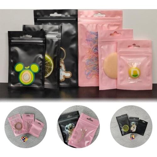 50pcs/pack Matte Ziplock Plastic Bag Aluminum Foil Hologram Food Pouch Small Waterproof Zipper Resealable Pouches