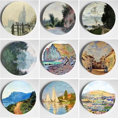 6/7/8/10 Inch Wall Adornment Oil Painting Master Monet Artwork Wall Plate Wall Display Home Living Room Background