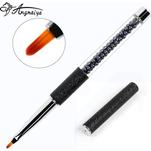 ANGNYA 1Pcs Black Petal Nail Brush Acrylic Nail Art Petal Brush French Lines Stripes Flower Painting Drawing Pen Manicure Tools