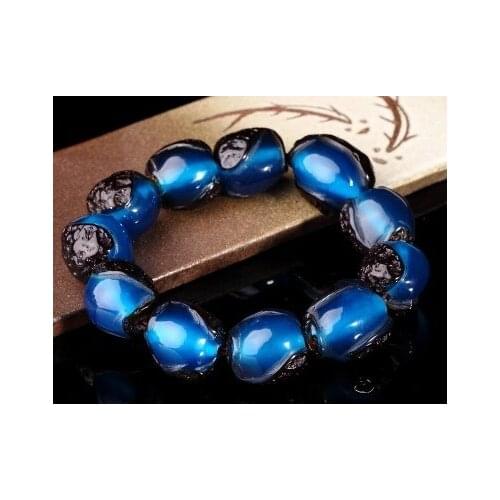 Baltic belt, old leather, raw stone, blue pepper, honey wax, amber, bracelet