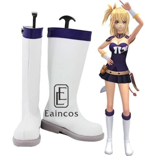 Anime Fairy Tail Lucy Heartphilia White Boots Cosplay Party Shoes Custom-made