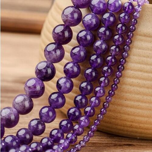 Free delivery Charms Natural Beads Purple Amethys Jad Loose Bead 4/6/8/10mm Ball Agat Gemston Crystal Stone For Women Gifts