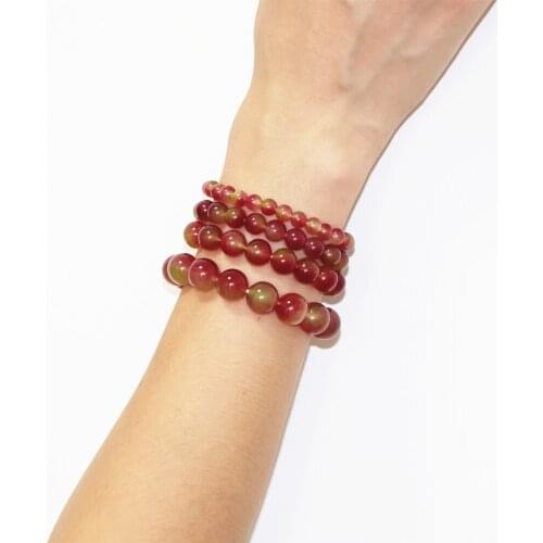 Beads Bracelet Natural Stone Tourmaline Crystal Beaded Bangle Bracelets for Women Charms Boho Wristband Yoga Jewelry 19cm B365