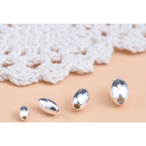 10PCS925sterling silver beads loose beads transfer beads olive beads rice beads handmade DIY beaded material jewelry accessories