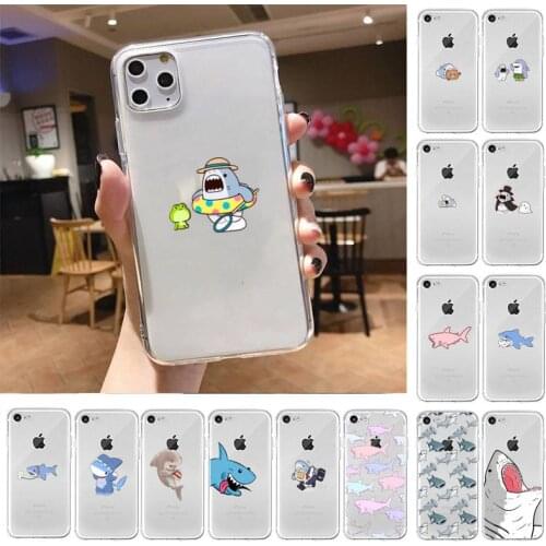 Cute shark Phone Case For iPhone X XS MAX 6 6s 7 7plus 8 8Plus 5 5S SE 2020 XR 11 11pro max Clear funda Cover