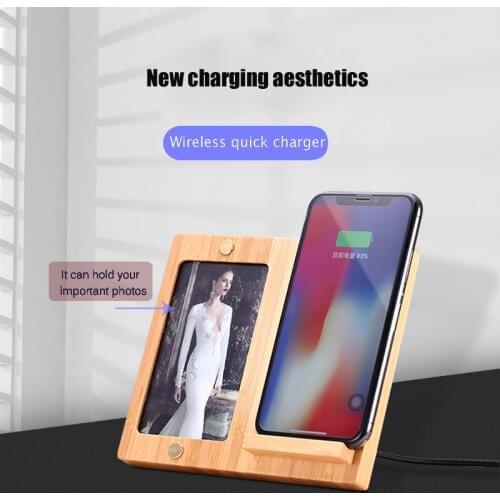 Natural bamboo and wood eco-friendly materials charger wooden picture frame art simple home decor or Qi standard quick charger