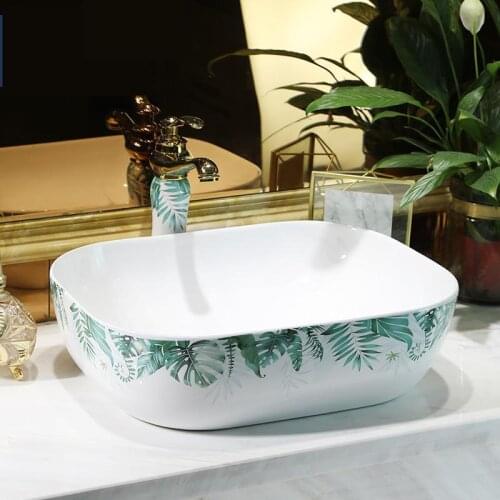 Europe style sink Jingdezhen Art Counter Top ceramic lavabo sink hand painted porcelain basins ceramic wash basin Bathroom sink