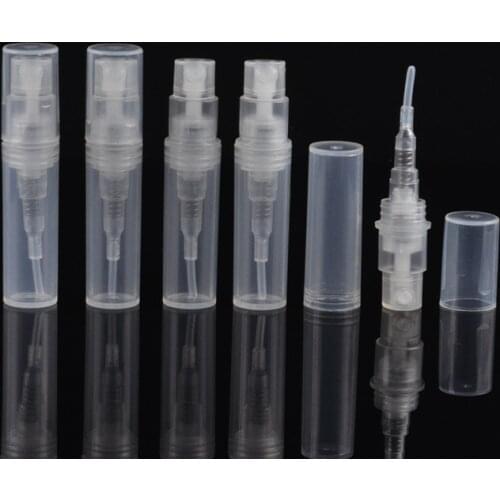 MUB - 14pcs/lot 2ml Mini Plastic Perfume Spray Bottles Sample With Pump Portable Bottle Atomizer Empty Cosmetic Container Travel