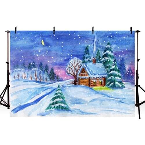 MEHOFOTO Photography Backdrops Christmas Winter Snow Mountain Outdoor Sports Pine Bright Blue Sky Backgrounds for Photo Studio