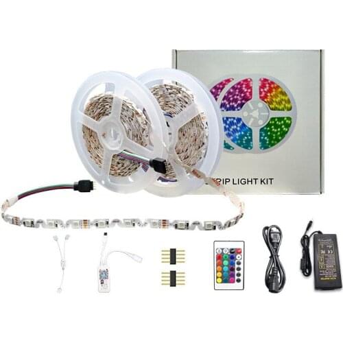 5sets 10m S Shape 5050 RGB Led Strip Light Snake Shape Flexible led strip With 24 keys Wifi Controller and power supply DC12v