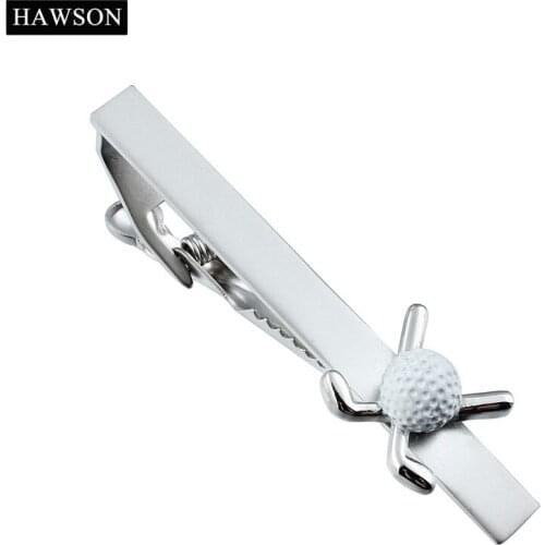 HAWSON Sporty Golf Ball Tie Bar 2.24 Inch Pearl Sand Golf NeckTie Clips for Gentlemen