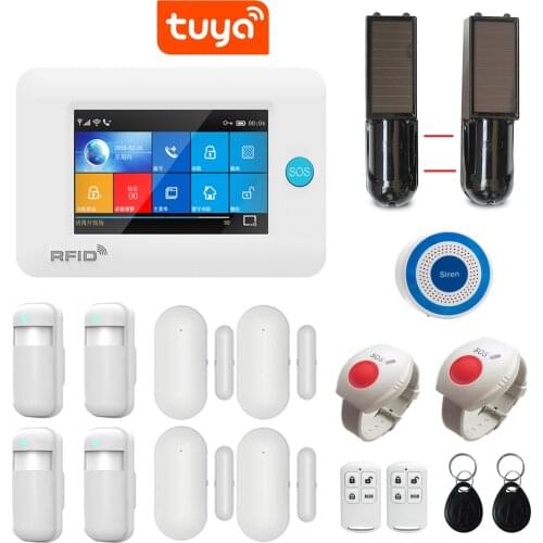 Dual network WiFi GSM GPRS intelligent home Alarm system with sos panic button solar powered IR sensor ( optional )