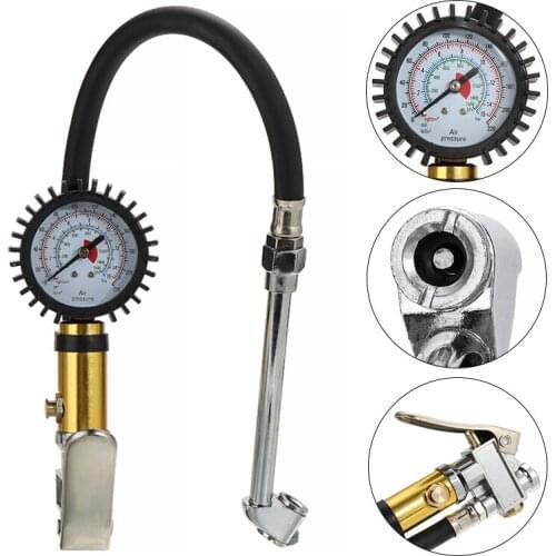 1pc 3 in 1 Tyre Air Inflator Dial Pressure Meter Gauge Air Line Tyre Pump Pressure Dual Air Chuck Tester For Car Truck Cycles