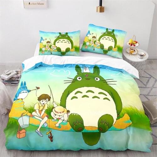 Totoro 3D Bedding Set Features Cute Kawaii Cartoon Duffle Pillowcases for Girls Boys and Children with High Quality Bedding Sets