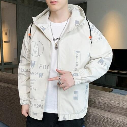 Jacket male autumn new youth student trend loose casual hooded jacket mens jacket top plus sizeSlim hip-hop Slim Fit Solidcoat